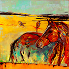 Quarterhorse with Birds on Horizon 36x36